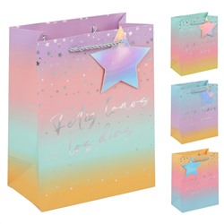 Пакет подарочный 18*23*10 Звездный градиент ассорти 4 вида КОКОС 231862/12/Китай