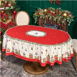 СКАТЕРТЬ ОВАЛЬНАЯ "ЩЕЛКУНЧИК"160Х220СМ ,КРАСНЫЙ, 100% ХЛОПОК,ТВИЛ, ПРОПИТКА