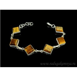 Браслет тигровый глаз "Ромб", 19 см.