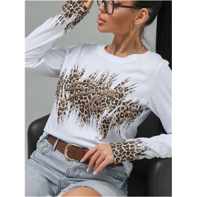 Лонгслив "Саваж" Белый Коричневый