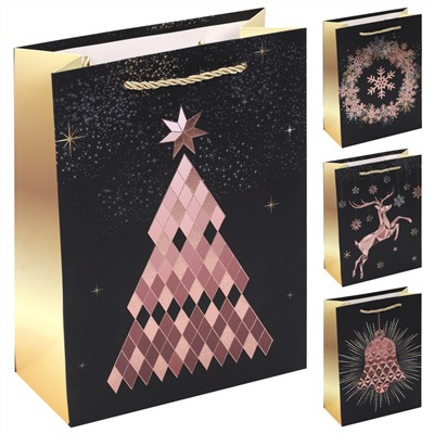 Пакет подарочный НГ 18*24*8,5 Новогодняя роскошь ассорти 4 вида КОКОС 242446/12/Китай