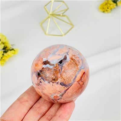 Радуга Самоцветов Шар из розового цветочного Агата на подставке