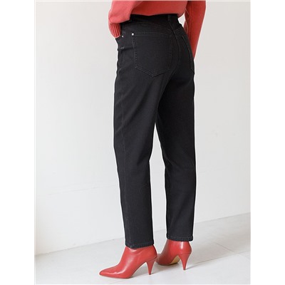 Джинсы mom-fit из эластичного денима на флисе