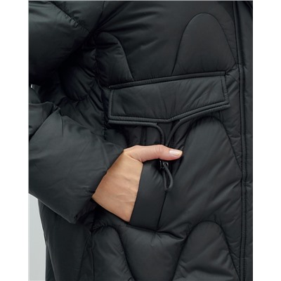 Куртка зимняя женская с капюшоном модная черного цвета 7653Ch