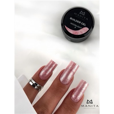 Manita Professional Гель моделирующий для ногтей с хлопьями юки / Builder Gel Moonlight №04, 15 мл