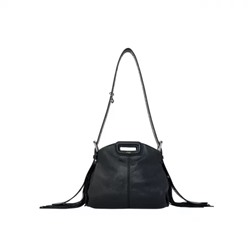 Маленькая черная сумка Мисс M, Crackle Leather Mini Miss M Bag Black, произв. Maje