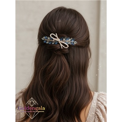 Заколка автомат для волос с кристаллами 6 штук  «Блеск элегантности» ЭЛЗ13/07