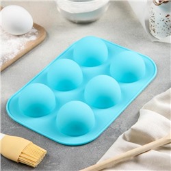 Форма для выпечки Доляна «Полусферы», силикон, 24×16 см, 6 ячеек, d=5.5 см, МИКС