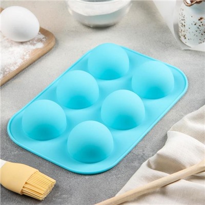 Форма для выпечки Доляна «Полусферы», силикон, 24×16 см, 6 ячеек, d=5.5 см, МИКС