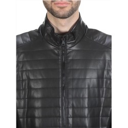 125-6 BLACK Куртка из эко-кожи мужская (50 гр. синтепон)
