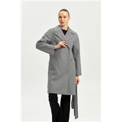 Пальто женское демисезонное 25885 (серый ёлочка)