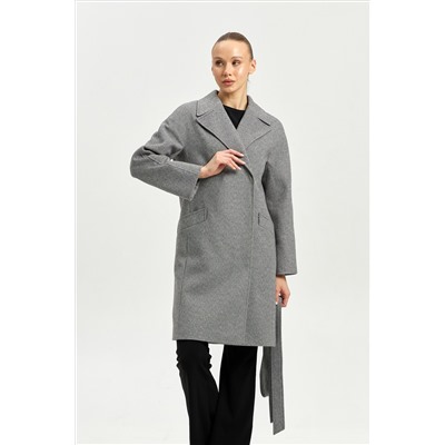 Пальто женское демисезонное 25885 (серый ёлочка)