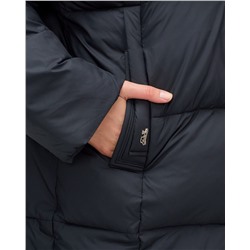 Куртка двубортная женская зимняя с капюшоном черного цвета 7736Ch