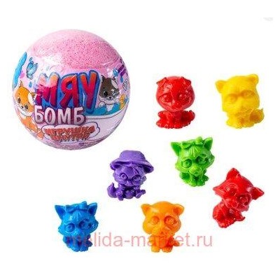 Лаборатория Катрин Детское ароматизированное шипучее средство для ванн Мяу бомб клубника 130гр