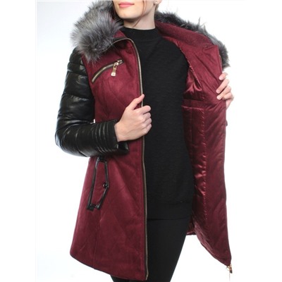 5137 BURGUNDY Парка женская зимняя (150 гр синтепон, искусственный мех)
