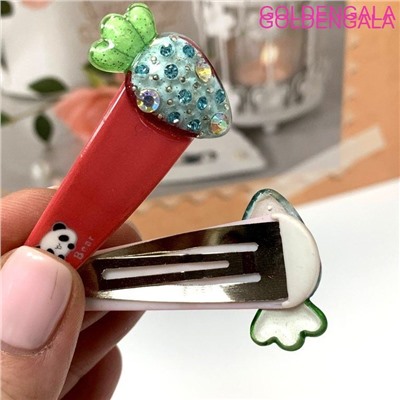 Зажим "тик-так" со стразами Корея размер 5 см 2 шт ТК8 тип 2