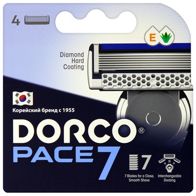 1 DORCO  PACE 7   4 кассеты  (с 7  лезвиями)