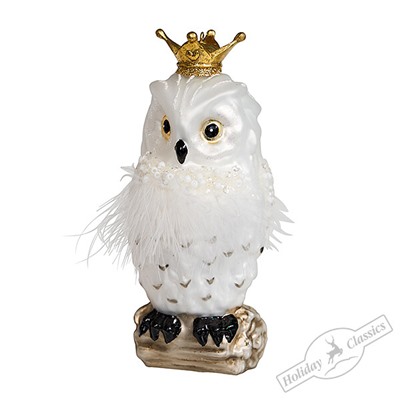 Сова "Зимнее барокко" снежная (стекло) 6,5х6,5х14,5 см