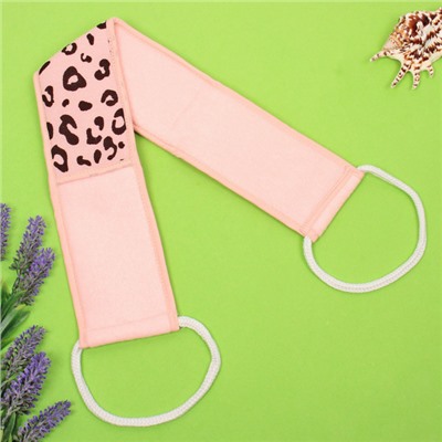 Мочалка для тела "Premium - LEOPARD", цвет розовый, 9*70см (ZIP пакет)