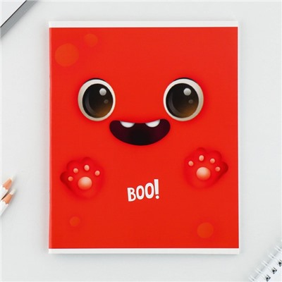 Тетрадь в клетку, 48 л., А5, на скрепке, блок №1, Boo!, МИКС
