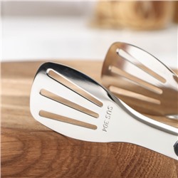 Щипцы кухонные Доляна Chrome, h=23.5 см нержавеющая сталь, чёрные