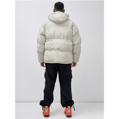 Куртка молодежная мужская зимняя с капюшоном бежевого цвета 25307B