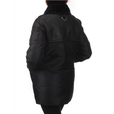 033 BLACK Куртка зимняя облегченная женская (холлоффайбер 150 гр., искусственная дубленка)