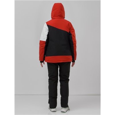 Горнолыжная куртка женская зимняя красного цвета 7081Kr