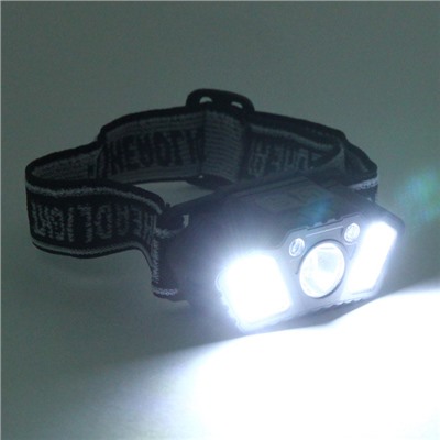 Фонарь налобный 5 режимов, 7LED, аккумуляторная батарея 400mAh USB T03