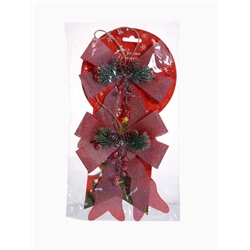 Ёлочные игрушки 2 шт. «Зимнее волшебство. Бант элит» пластик, 12×14 см, розовый