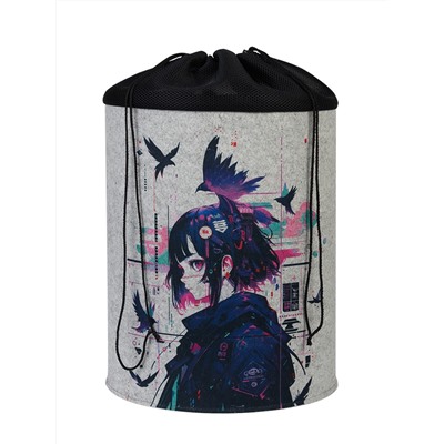 Органайзер для хранения "Корзина для белья "Аниме @neuro_pink", на завязках, 40х32х48см, 42л