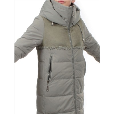 23-636 OLIVE Пальто зимнее женское (холлоффайбер 150 гр., искусственная дубленка)