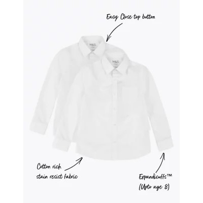 2pk Boys' Non-Iron School Shirts (2-18 Yrs)