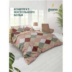 КПБ полисатин пэчворк красный