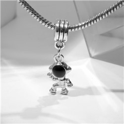 Шарм подвеска «Космонавт», чёрный в чернёном серебре