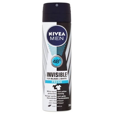 Дезодорант Спрей NIVEA MEN Антиперспирант Невидимый на черном и белом Extra/ Fresh 150 мл (85388/85974)