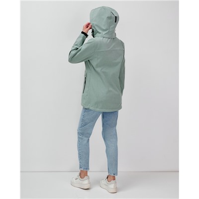 Ветровка спортивная женская с капюшоном softshell бирюзового цвета 9566Br