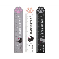 Линейка 15см MESHU "Paw", деревянная,  ассорти, европодвес