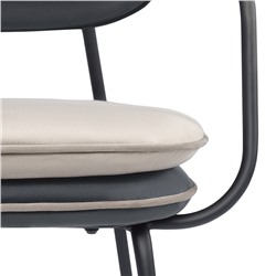 Стул с подлокотниками и контрастным кантом Pea, велюр, темно-серый/бежевый