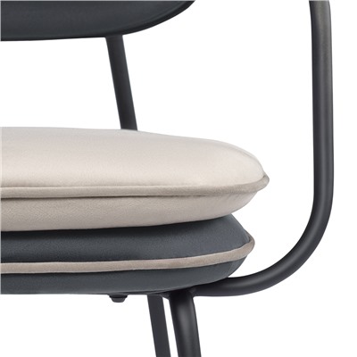 Стул с подлокотниками и контрастным кантом Pea, велюр, темно-серый/бежевый