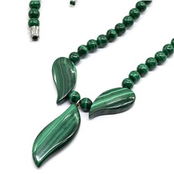 Колье на шею с малахитом натуральным, 47см