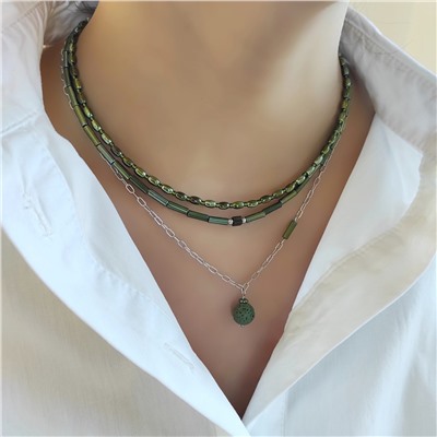 Сет украшений из гематита зелёные травянистые оттенки