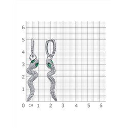 Серьги с фианитом родированные серебро 925*