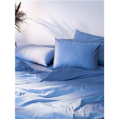 Комплект постельного белья из премиального сатина джинсово-синего цвета из коллекции Essential, 150х