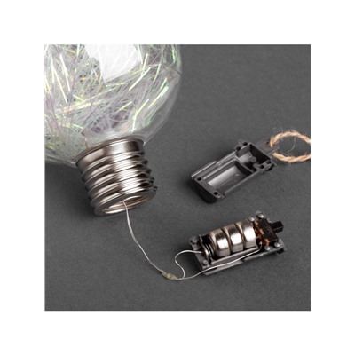 Набор ёлочных шаров «Мишура цветная тёплая», 3 шт, d=8 см, 5 LED, от батареек, свечение белое