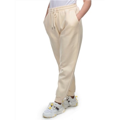 M035 BEIGE Брюки спортивные женские на флисе (100% хлопок) 7986