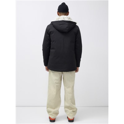 Парка мужская зимняя удлиненная с мехом черного цвета 8755Ch