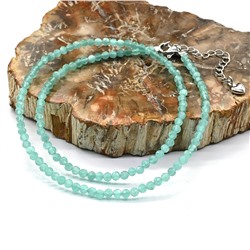 Чокер из улексита с эффектом кошачьего глаза шарик граненый 3мм цвет яркий мятный, 40см