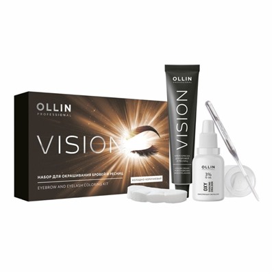 Набор для окрашивания бровей и ресниц Vision, холодно-коричневый, Ollin