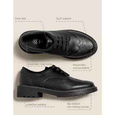 Kids' Leather Freshfeet™ School Shoes (13 Small -7 Large)